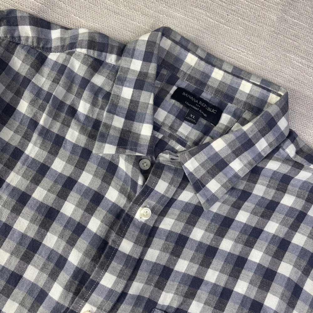 Banana Republic Mens‎ XL Lightweight Flannel Gingham Button Down Shirt  Preppy